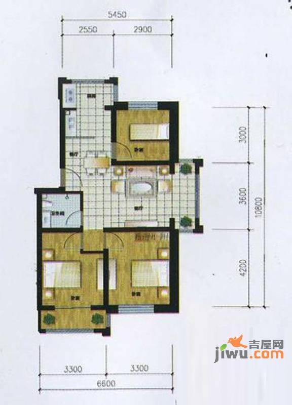 新水湾河畔花园3室2厅1卫90.6㎡户型图