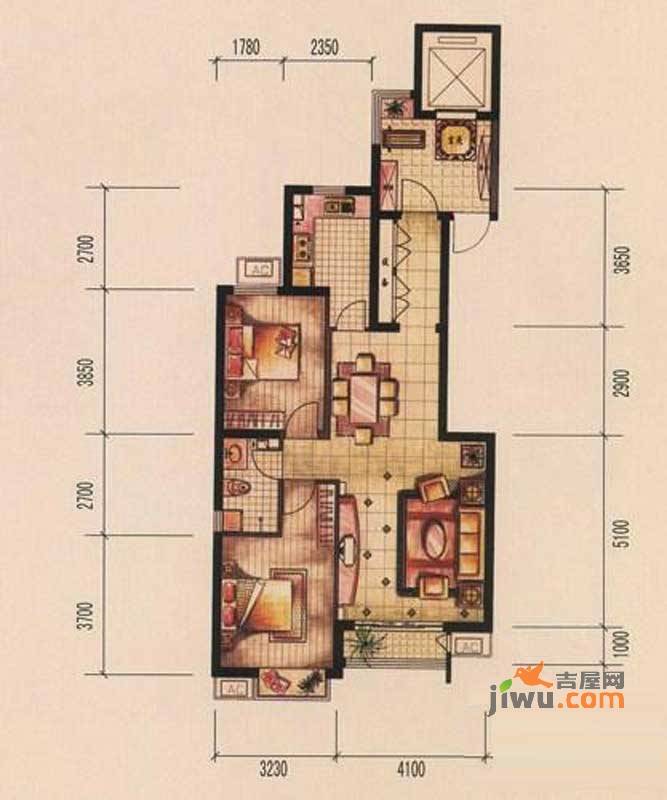 东亚国际城2室2厅1卫107.2㎡户型图