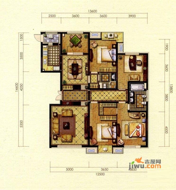 金地长青湾湾御4室2厅1卫199㎡户型图