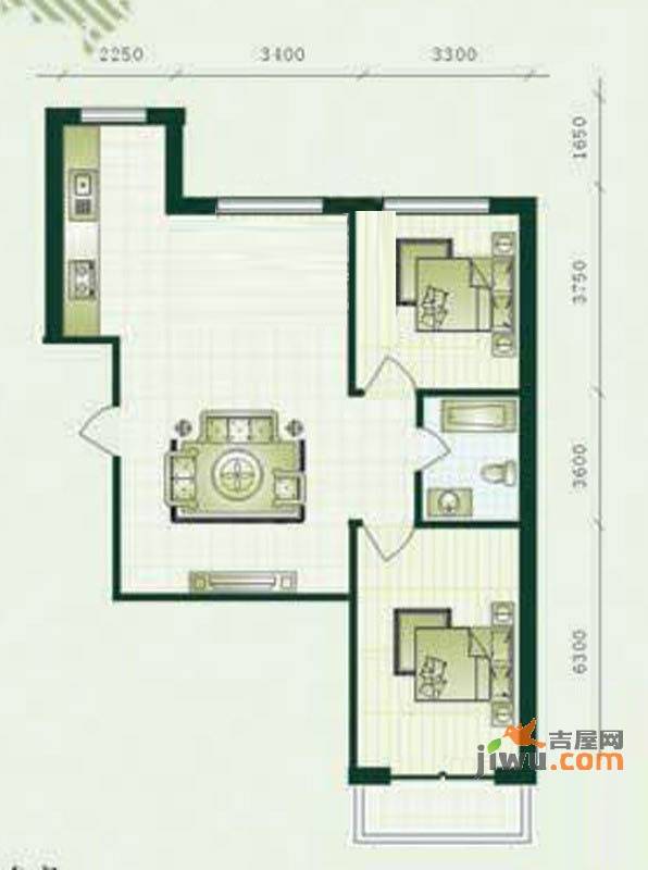 裕宝新城2室2厅1卫109.4㎡户型图