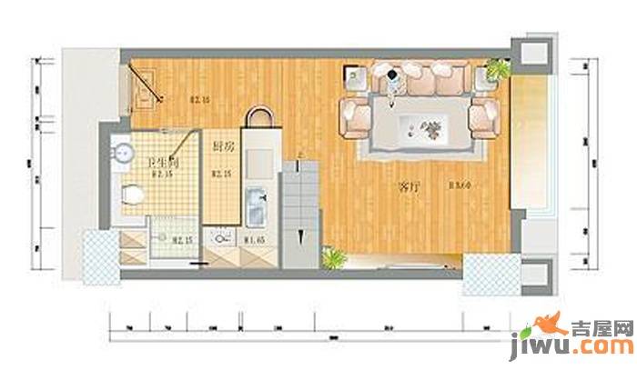 钻石星座1室1厅1卫60㎡户型图