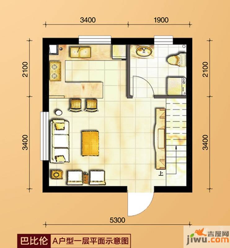 圣罗伦斯1室1厅2卫40㎡户型图