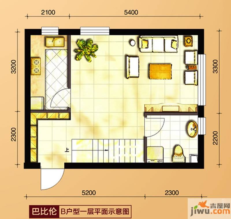 圣罗伦斯2室2厅2卫56㎡户型图