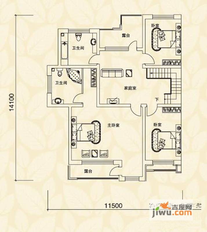 沈阳中体奥林匹克花园花园一号2室2厅1卫350.9㎡户型图