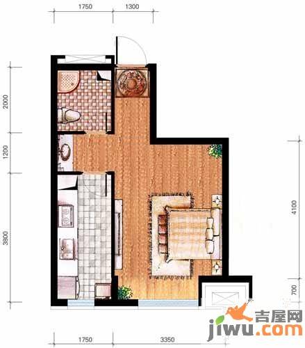 亿丰时代广场1室1厅1卫40.4㎡户型图