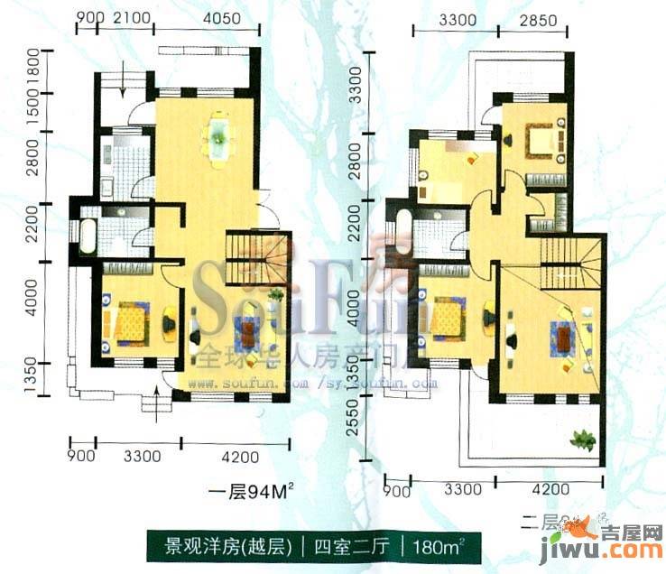 风度泊林4室2厅2卫180㎡户型图