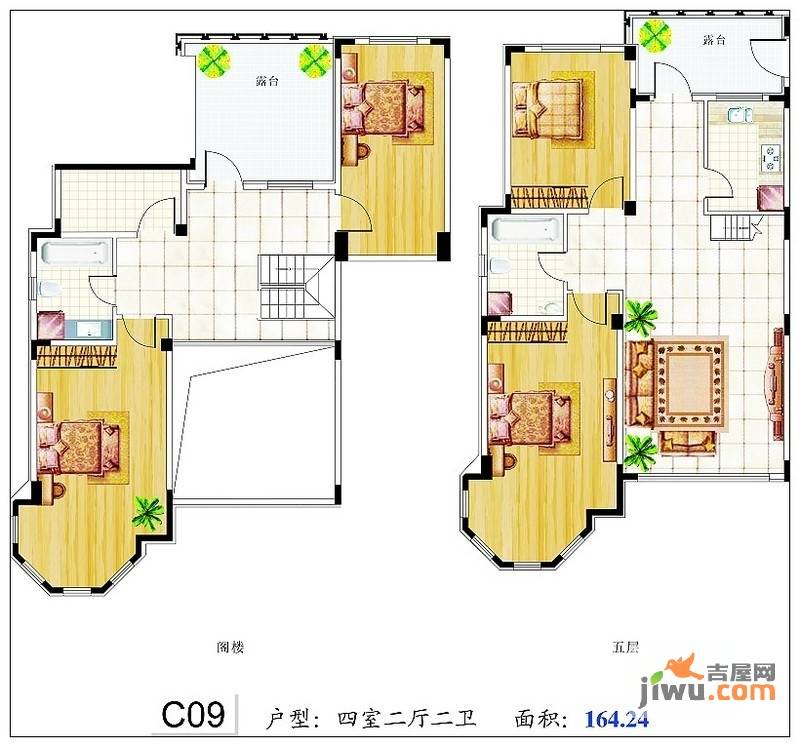 长河湾4室2厅2卫164.2㎡户型图