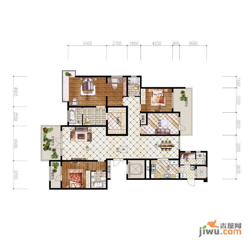 保利·康桥4室2厅4卫240㎡户型图