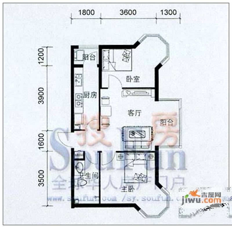 佳和新城七期2室1厅1卫81.4㎡户型图