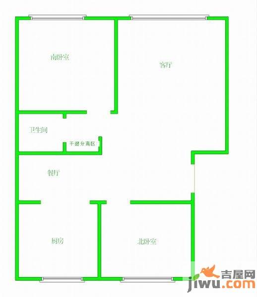 水晶城2室2厅1卫103㎡户型图