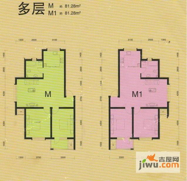 鑫丰雍景豪城2室2厅1卫81.3㎡户型图