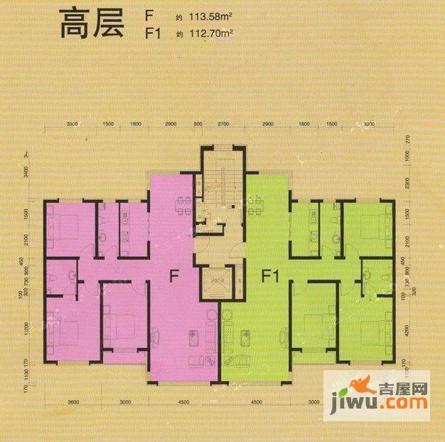 鑫丰雍景豪城3室2厅2卫113.6㎡户型图