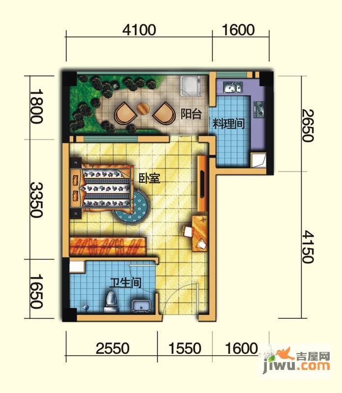 MAX曼城1室1厅1卫40.2㎡户型图