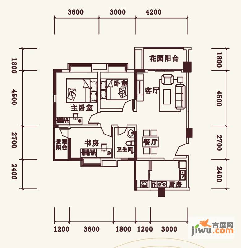 DOlala家3室2厅1卫107㎡户型图