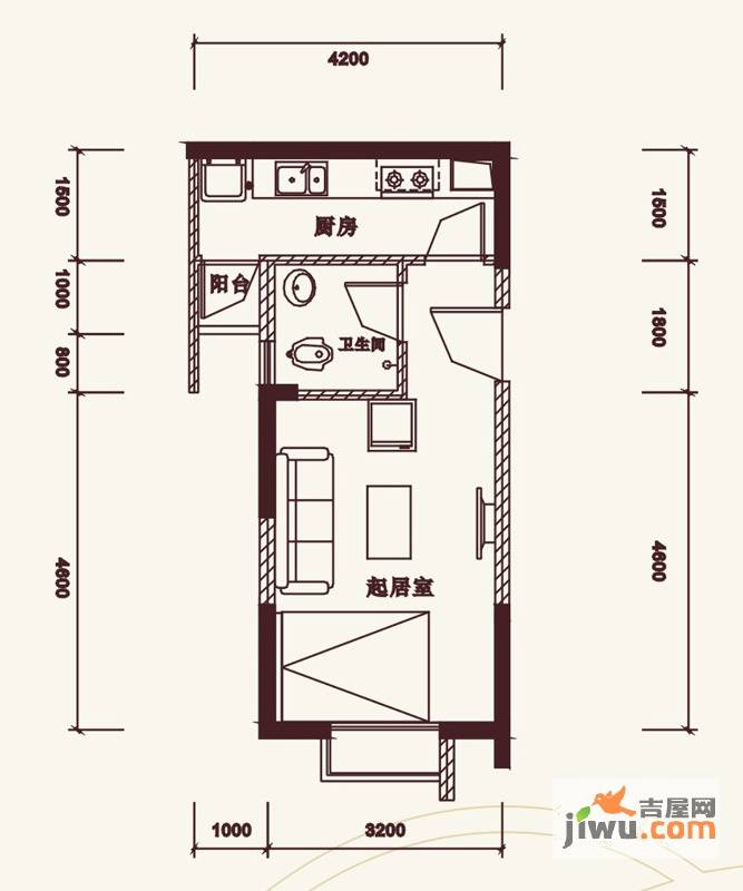 DOlala家1室1厅1卫34.3㎡户型图