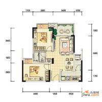 蓝光SOFA社区2室2厅1卫78㎡户型图