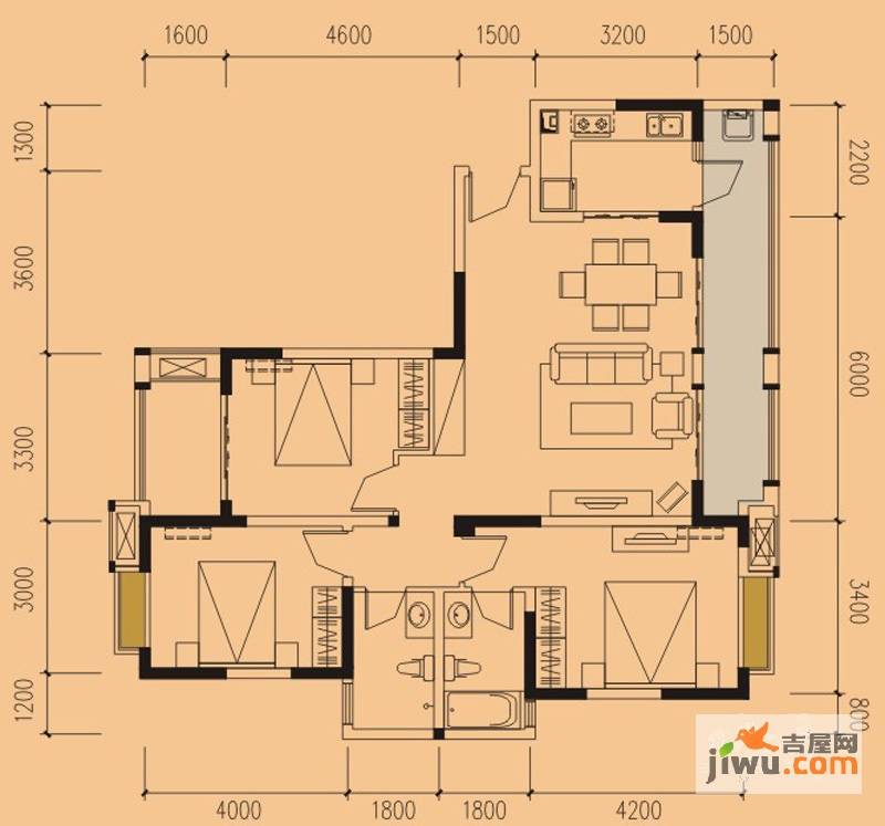 绿地圣路易名邸3室2厅2卫119㎡户型图