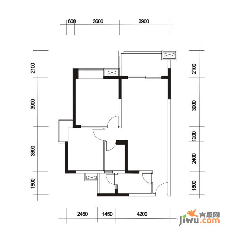 北城新界2室2厅1卫83.4㎡户型图