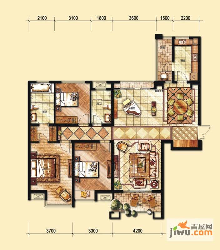 中海金沙府3室2厅2卫155㎡户型图