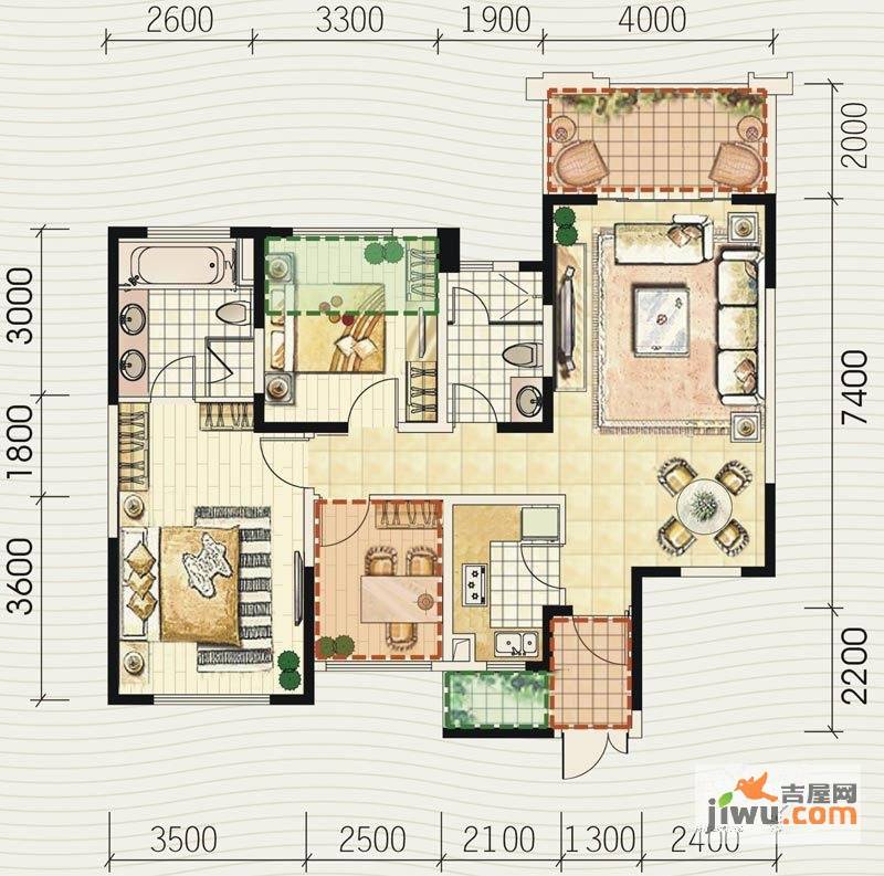 蓝光云鼎3室2厅2卫115㎡户型图