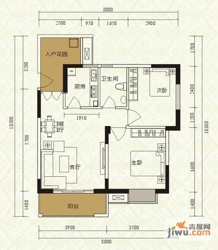 沙河上一期2室2厅1卫71㎡户型图