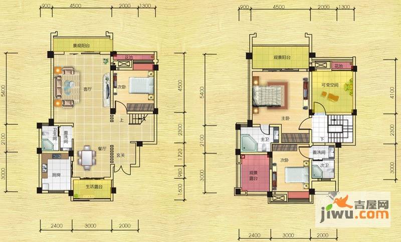 都江逸家3室2厅3卫152㎡户型图