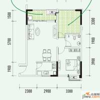 时代天城2室1厅1卫77.1㎡户型图