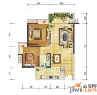 礼顿山1号2室2厅1卫93㎡户型图