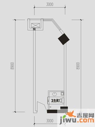 优博国际1室1厅1卫35.6㎡户型图