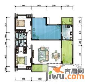 美年广场美岸2室2厅2卫129.4㎡户型图