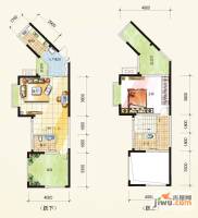 东湖国际1室2厅2卫89.4㎡户型图