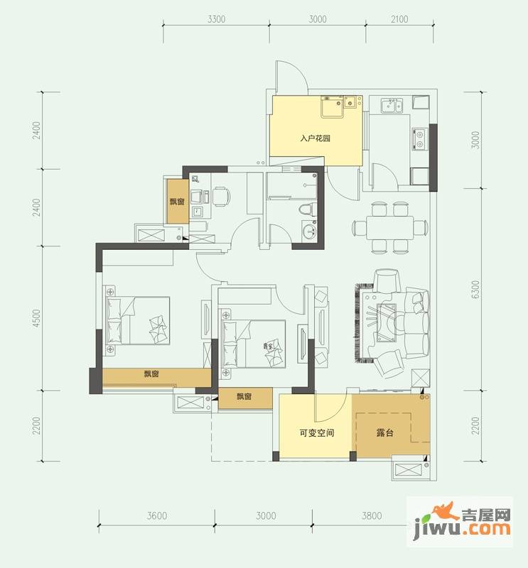 沙河壹号一期3室2厅1卫94㎡户型图