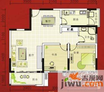 渥嘉郡2室2厅1卫89.2㎡户型图