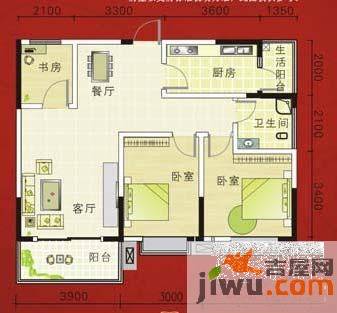 渥嘉郡3室2厅1卫96.6㎡户型图