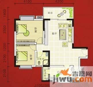 渥嘉郡2室2厅1卫90.5㎡户型图