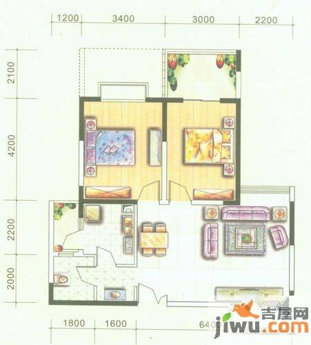 颐和京都SVilla2室2厅1卫82㎡户型图