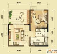 正成翡翠琉璃1室1厅1卫58.1㎡户型图