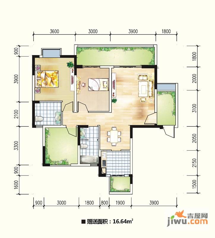 慕和南道3室2厅2卫105.2㎡户型图