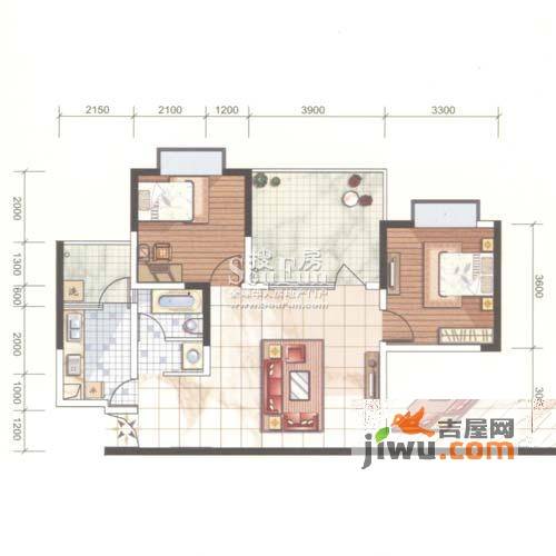 泰丰御园2室2厅1卫88.6㎡户型图