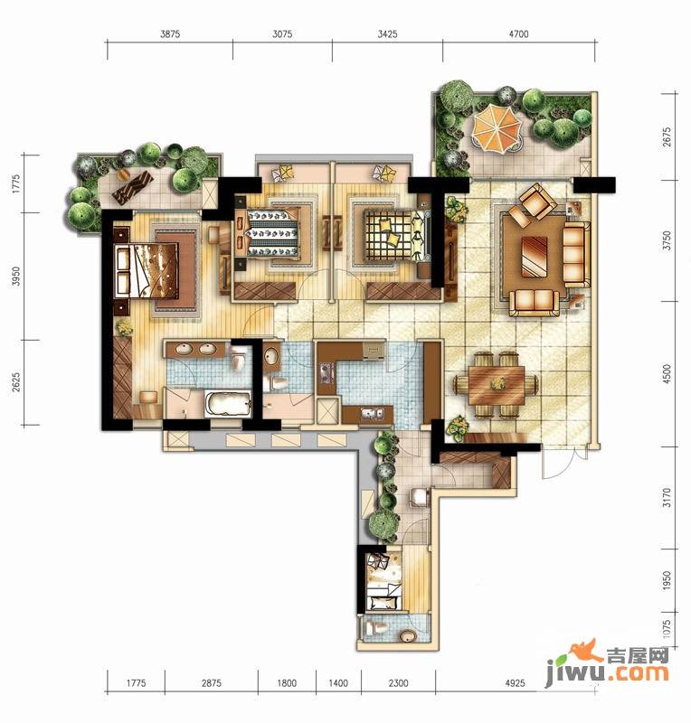 时代豪庭3室2厅2卫160㎡户型图