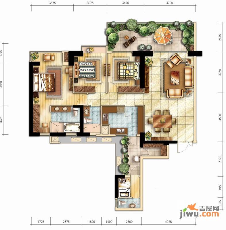 时代豪庭3室2厅2卫160㎡户型图