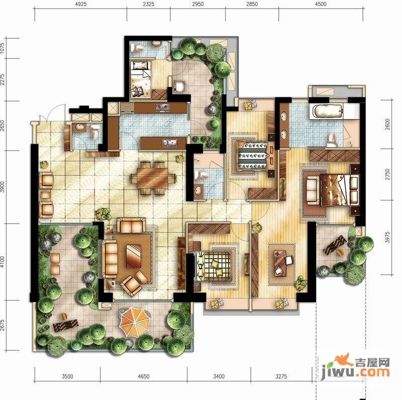 时代豪庭3室2厅3卫220㎡户型图