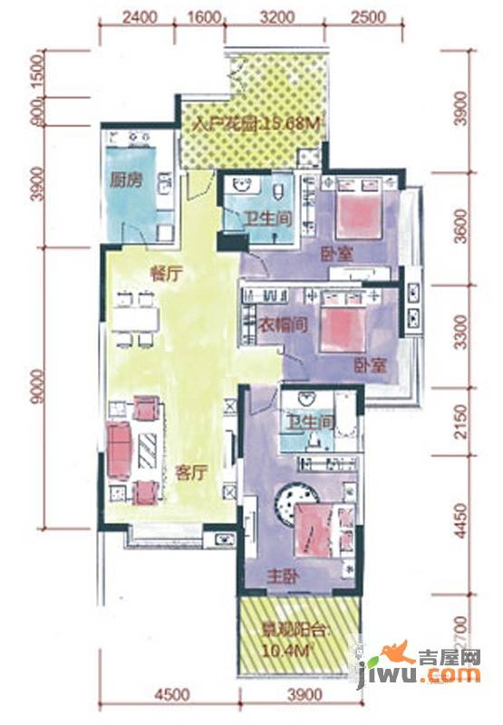 宝泰家园3室2厅2卫153.8㎡户型图