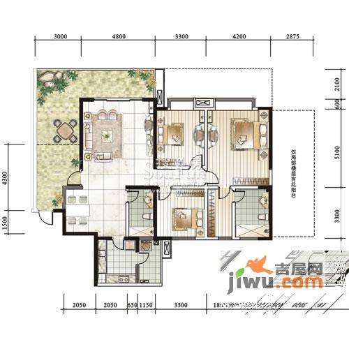 领馆区1号3室2厅2卫148.3㎡户型图