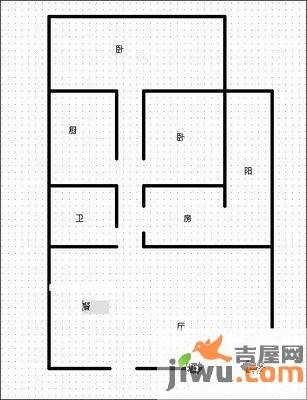 领馆区1号2室1厅1卫91㎡户型图