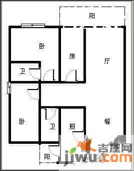 领馆区1号3室2厅1卫106㎡户型图