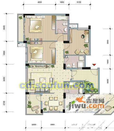 新界五期3室2厅2卫127㎡户型图