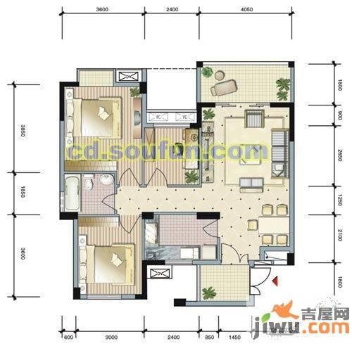 新界五期3室2厅1卫85㎡户型图