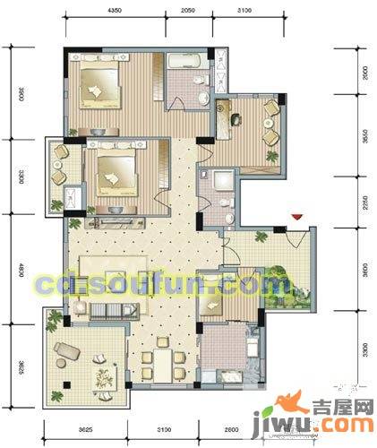 新界五期4室2厅2卫140㎡户型图