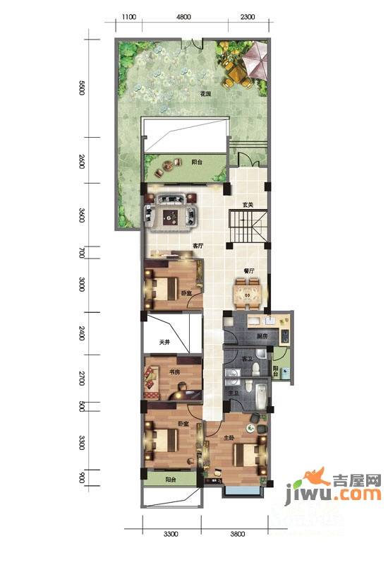 天府江南4室2厅2卫138.8㎡户型图